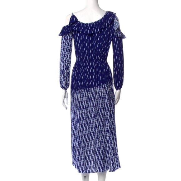 Sandro Lightning Bolt Bare Shoulder Crepe Midi Dress
Blue Kemila Size M - Picture 5 of 14